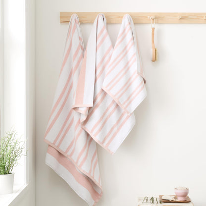 Bianca Reversible Stripe 50x90cm Cotton Jacquard Hand Towel Blush Pink