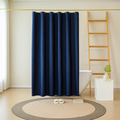 Yofori Navy Blue Shower Curtain for Bathroom, Fabric Shower Curtains Faux Linen Polyester Wet Room Shower Curtains Sets with Metal Hooks, 183x183cm