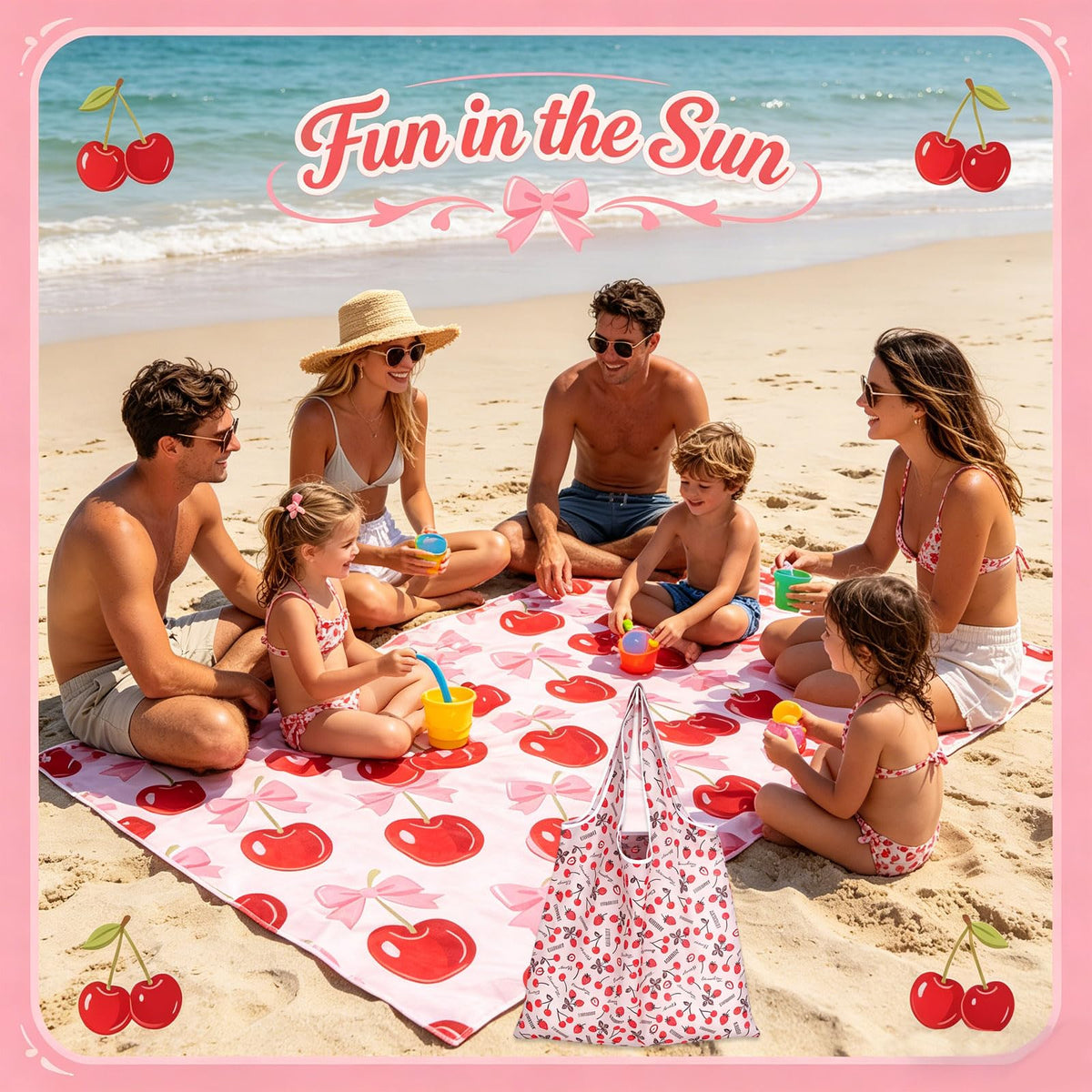 QuidToyzian Cherries Cotton Beach Towel，Fruit Pattern Towel, Absorbent Quick Dry & Skin-Friendly For Beach, Pool, Travel, Camping, And Home Lounger