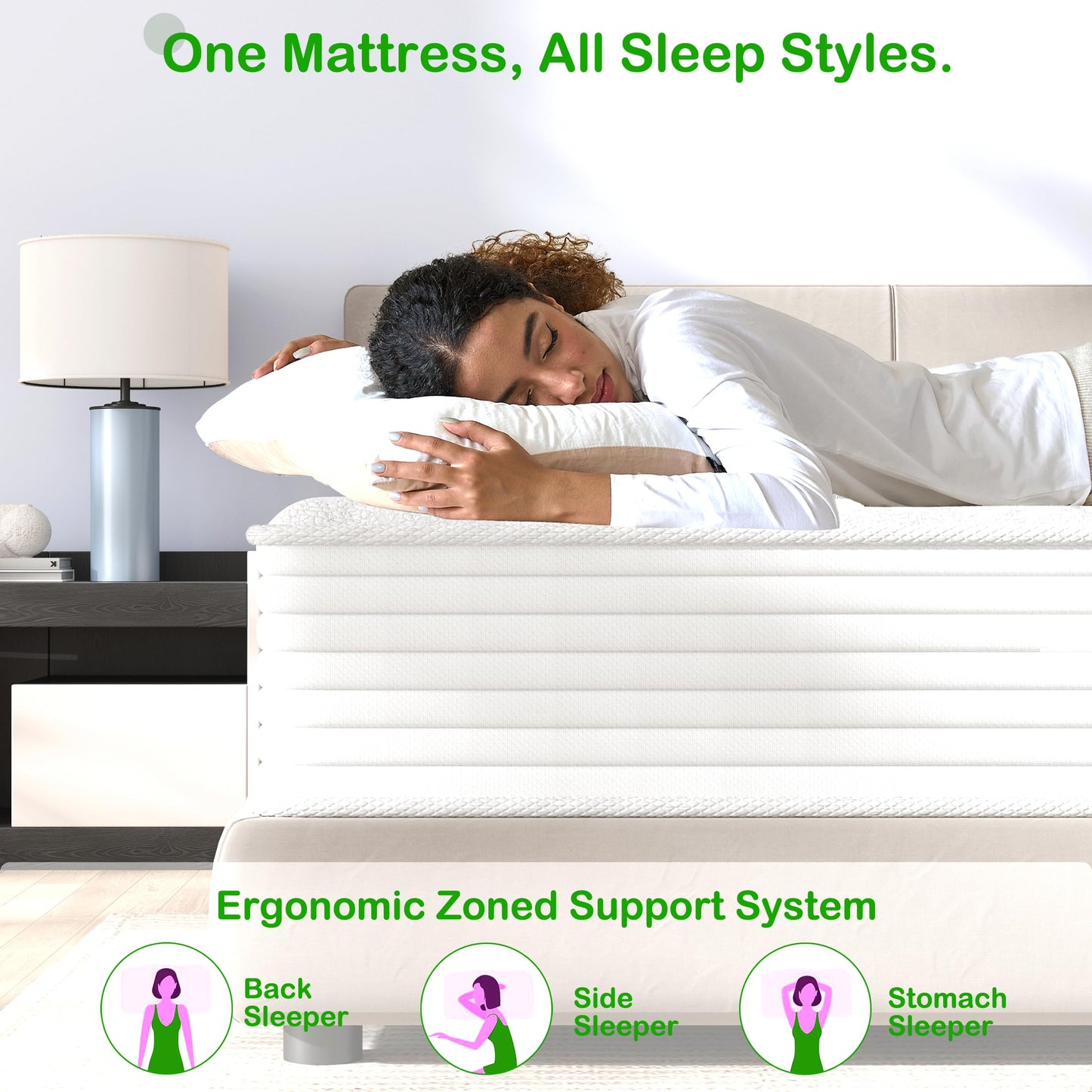 Bednew European Small Single Mattress, 12 inch Medium-Firm Hybrid Mattress with Memory Foam & Pocket Springs, Gentle Support for Pressure Relief