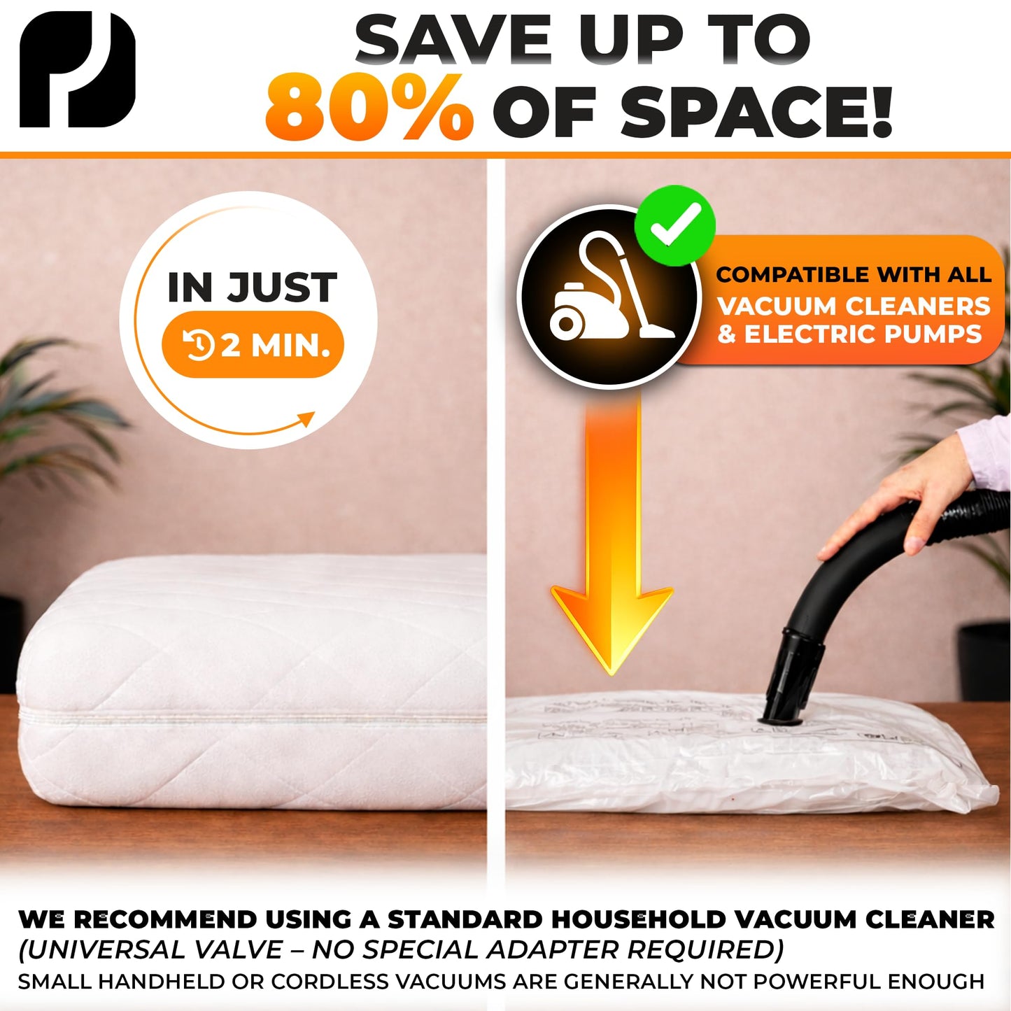 PACKDUDE Mattress Vacuum Bag for Super King Size up to 200x200cm (79”×79”)