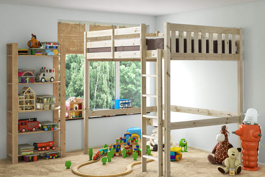 STRICTLY BEDS&BUNKS Eldon High Sleeper Loft Pine Bunk Bed, 4ft 6 Double
