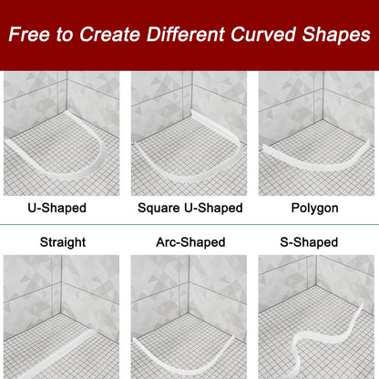 sourcing map Collapsible Shower Barrier, 98 Inch Silicone Water Splash Guard Strip 0.6 Inch W 0.4 Inch H Self Adhesive Water Stopper Barrier Dry and