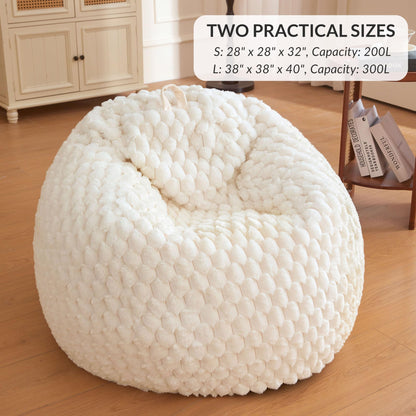 XeGe Luxury Bubble Fluffy Faux Rabbit Fur Bean Bag Cover(No Filler), Beige