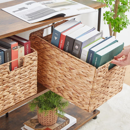 Vagusicc Water Hyacinth Wicker Storage Basket, Set of 2 Extra Large Storage Baskets for Shelves