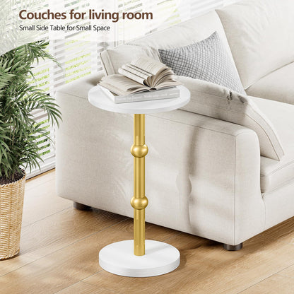Yuede Round Side Table, Small Coffee Table, Pedestal Drink Table for Small Space, Round Bedside Table, Sofa Table, Living Room, Bedroom