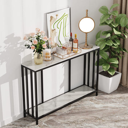 FATIVO 2 Tier Console Table Sintered Stone Marble Top Sofa Back Tables