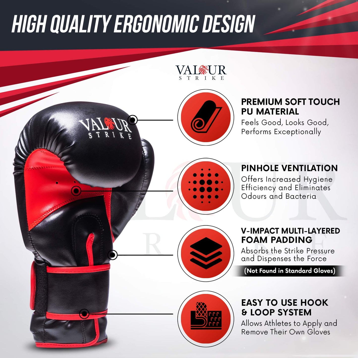 Valour Strike Boxing Gloves for Men Women Ladies | Set in Ounce 16oz 14oz 12oz 10oz 8oz for Pro Sparring Kickboxing MMA Muay Thai | EAGLE FORCE CV-10Z