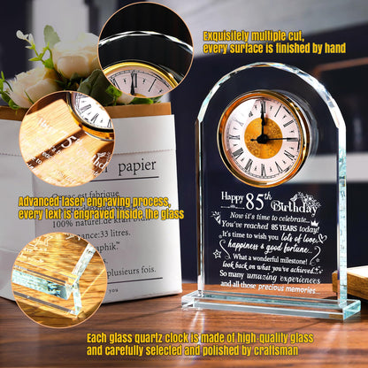 Ornalrist 85th Birthday Quartz Clock Gifts for Women Men, Happy 85th Birthday Presents Blessing for Friends Mum Her Turning 85 Years Old