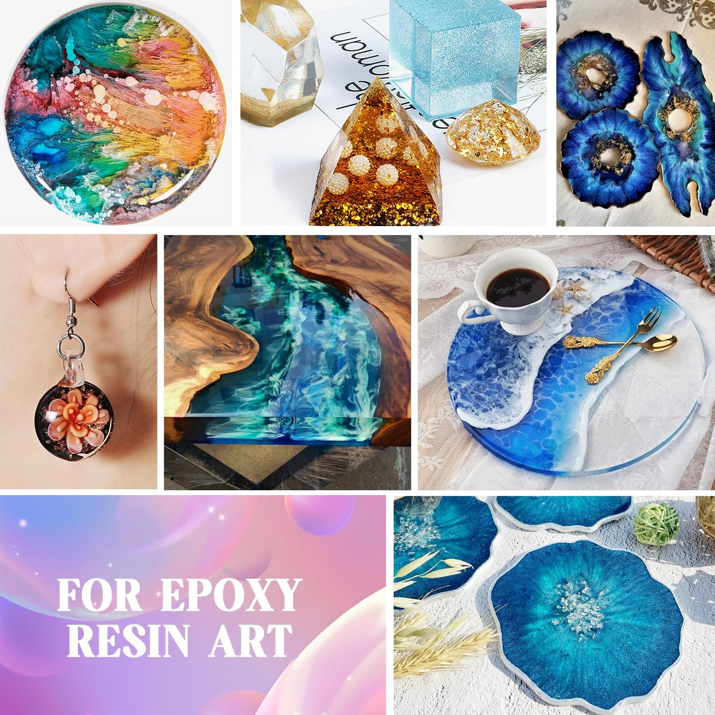 Ghguole Epoxy Resin Kits-7.6 L/2 Gallons Crystal Clear Epoxy Resin&Hardener for Beginners,Resin Starter Kit for DIY Art&Craft,Jewelry Making,Mold