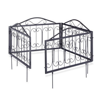 Relaxdays Goth Set of 4 Metal Garden Panels, Nostalgic Style, Yard Fence for Inserting, 33 x 56.5 cm, Blacks, 1.5x225x47 cm