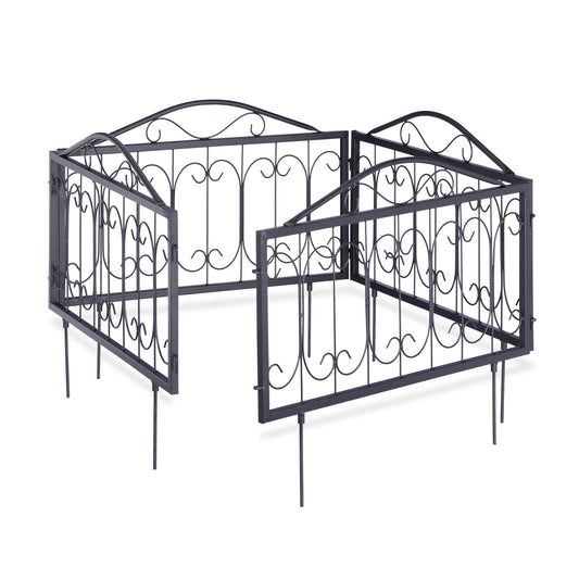 Relaxdays Goth Set of 4 Metal Garden Panels, Nostalgic Style, Yard Fence for Inserting, 33 x 56.5 cm, Blacks, 1.5x225x47 cm