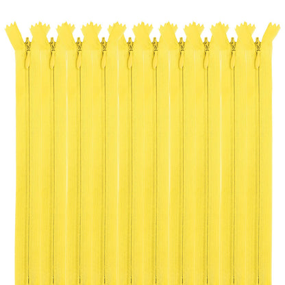 MARARDI [Pack of 10 Invisible Zippers [Yellow] Nylon [50 cm] Sewing and Crafts for Clothing Bags Fabric for Sewing Machine Patchwork Cotton Zipper