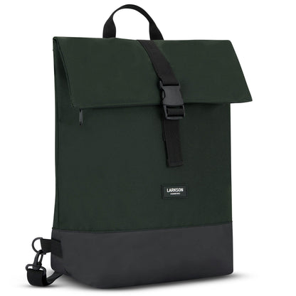LARKSON Bike Pannier Dark Green - Tammo Bike - 2 in 1 Cycle Backpack & Bicycle Bag for Rear Carrier, Made of Recycled Material - Water-Repellent