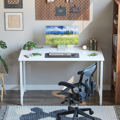 Grandder 80 cm Computer Desk, Small Home Office Desk Study Writing Kid Table for Small Spaces, Simple PC Work Desk, Adjustable Feet, White