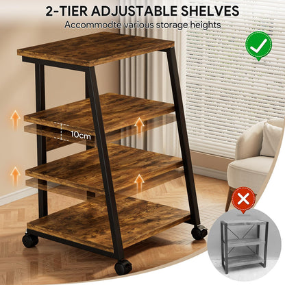 WUDLEP HiFi Stand, 4-Tier AV Media Stand with Power Strip and Wheels