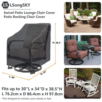 LSongSKY Outdoor Swivel Lounge Chair Cover 2 Pack,Waterproof Heavy Duty Outdoor Chair Covers,Patio Rocking Chair Covers For Outdoor Furniture,(30 W x