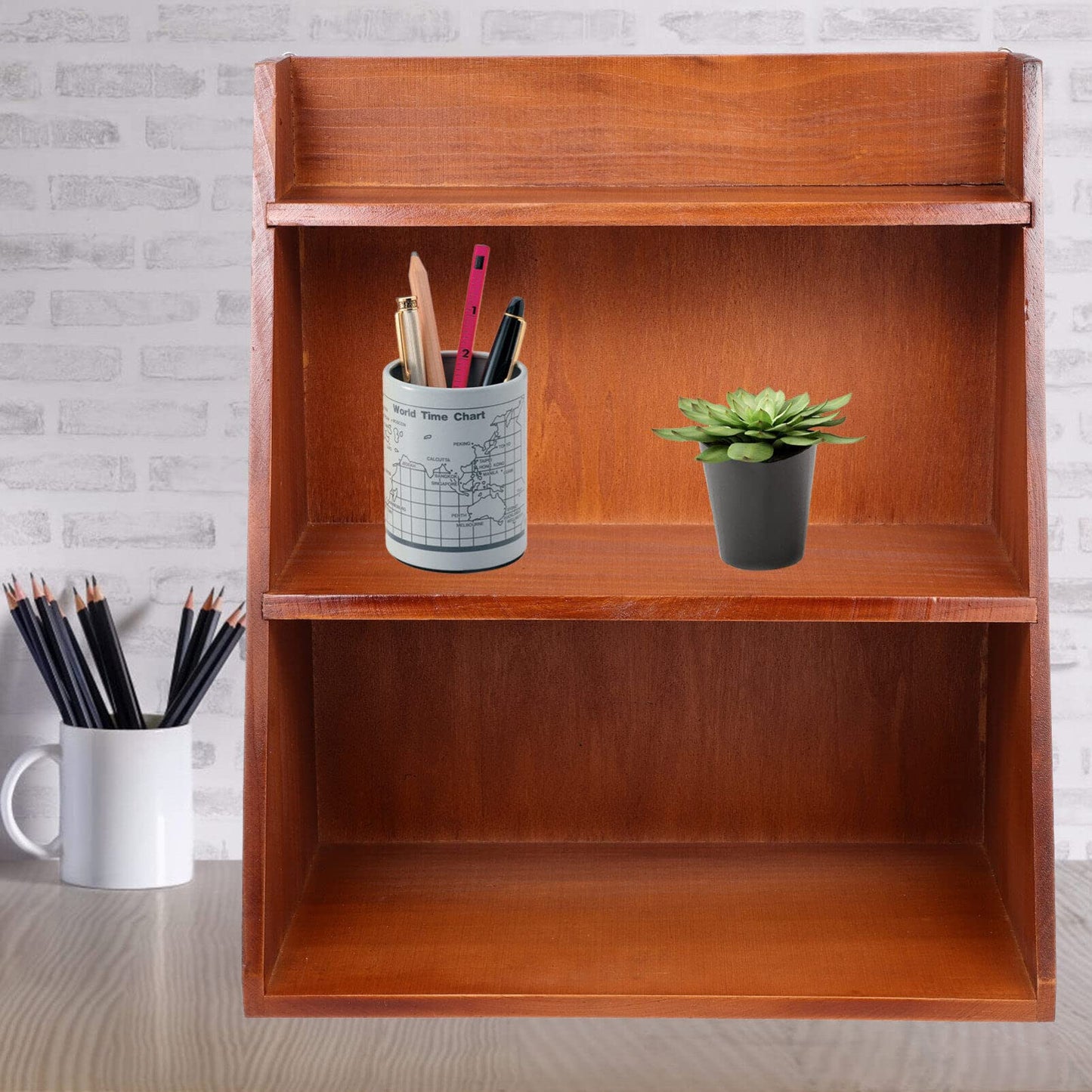 IMIKEYA Multi-Layer Storage Rack Wooden Sundries Organizer Rack for Home Dormitory and Office 13.39 X 11.81 X 6.69 in Smooth Surface 1 Pack
