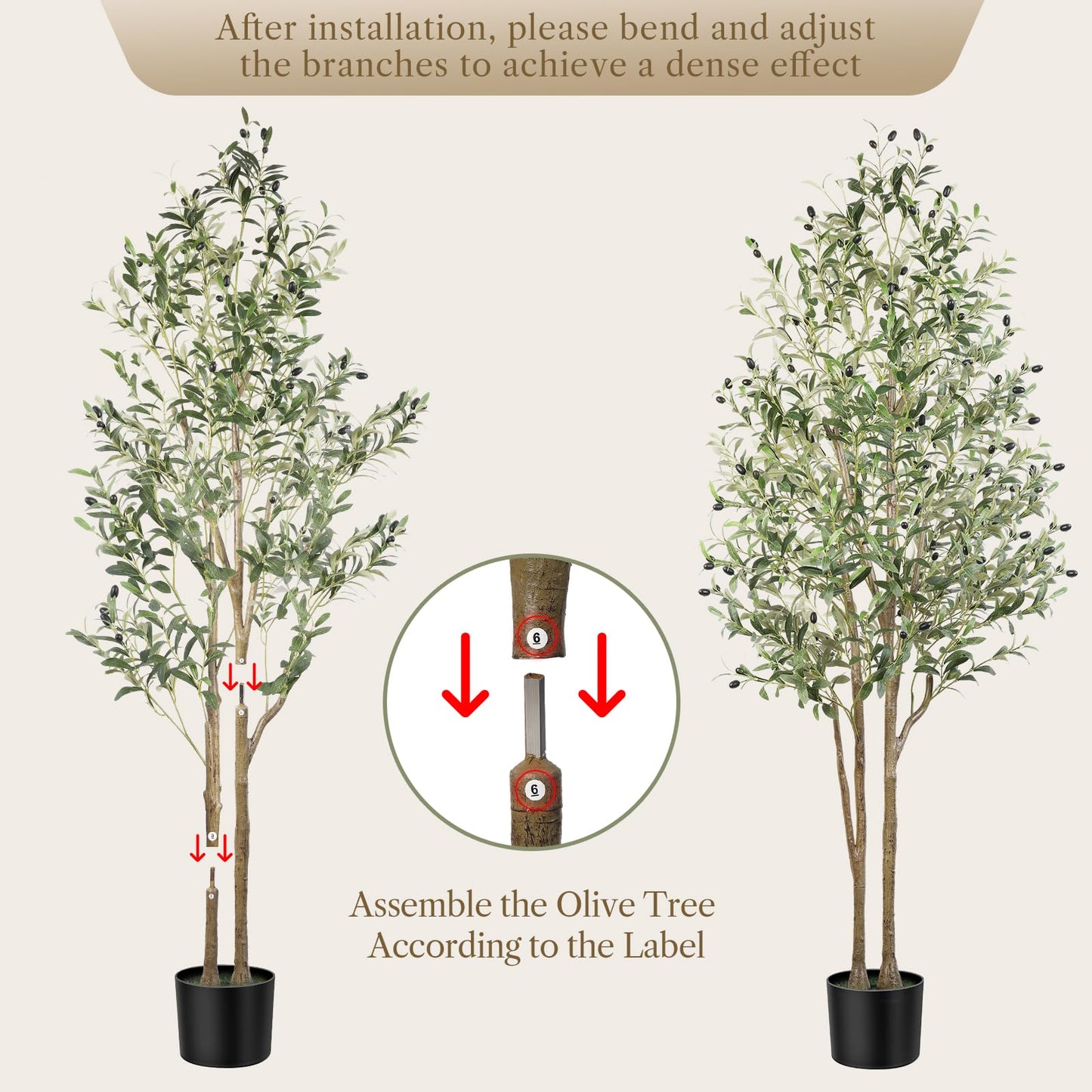 Alupssuc 6FT Artificial Olive Tree, Fake Olive Tree with Lifelike Olive Leaves, Faux Olive Tree Indoor Outdoor for Home Living Room Bedroom Balcony