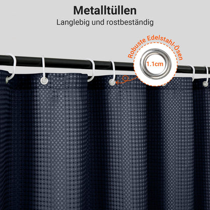 Lerores Shower Curtain, 180 x 200 cm, Waffle Man Blue, Weighted Hem, Anti-Mould Textile, Water-Repellent