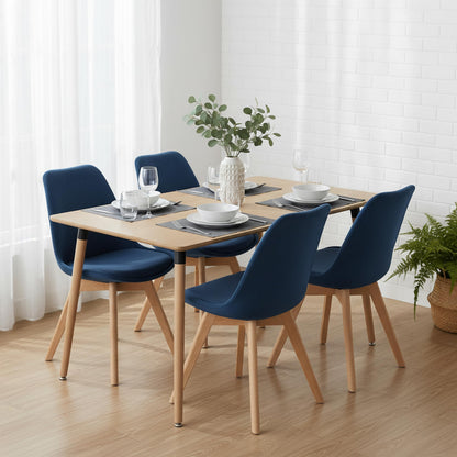 RED HERON Velvet Upholstered Dining Chair with Solid Beech Wood Legs for Mid Century Modern Dining Room Living Room Bedroom Kitchen & Lounge