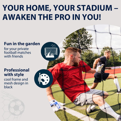 HUDORA Soccer Goal XXL - Large Football Goal for Kids & Adults - Weatherproof & sturdy football goal with tight net for home use - Premium Outdoor