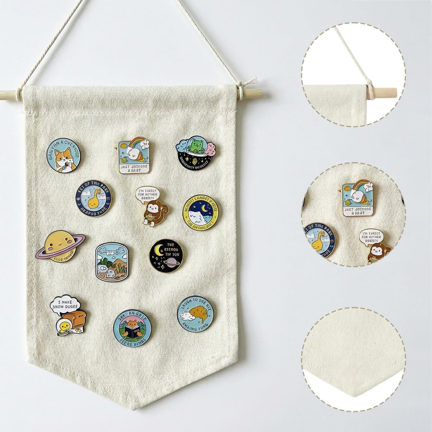 GAZIL Pin Badge Display Organizer, Canvas Brooch Holder Banner for Pin Badges, Rosette & Enamel Pin Storage Case
