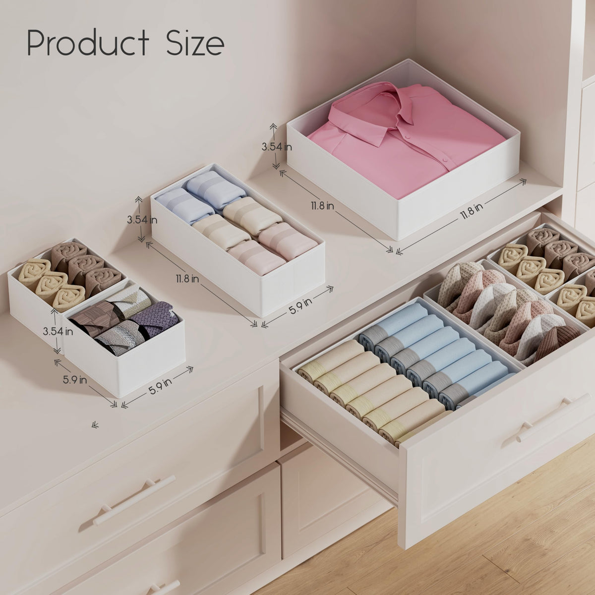 Homsorout Drawer Organisers Foldable Drawer Dividers - 10 Pack Fabric Clothes Wardrobe Storage Boxes Drawer Dividers Cubes for Baby Clothing, Socks
