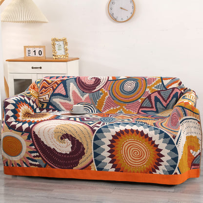 DECMAY Throws for Sofas Large, Boho Throw Blankets for 2 3 4 Seater Sofas and Double Bed Armchair Couch, Cotton Weighted Soft Furniture Throws(Ethnic