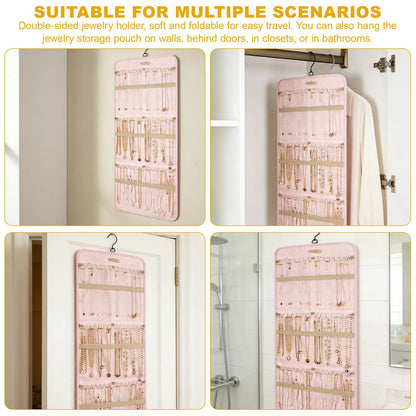 Rthynti Hanging Jewellery Organiser, Dual-Sided Jewellery Storage with Metal Hooks