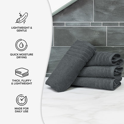 100% Cotton Extra Large Bath Towels Set of 4 (76x152cm) Dark Grey - 450 GSM