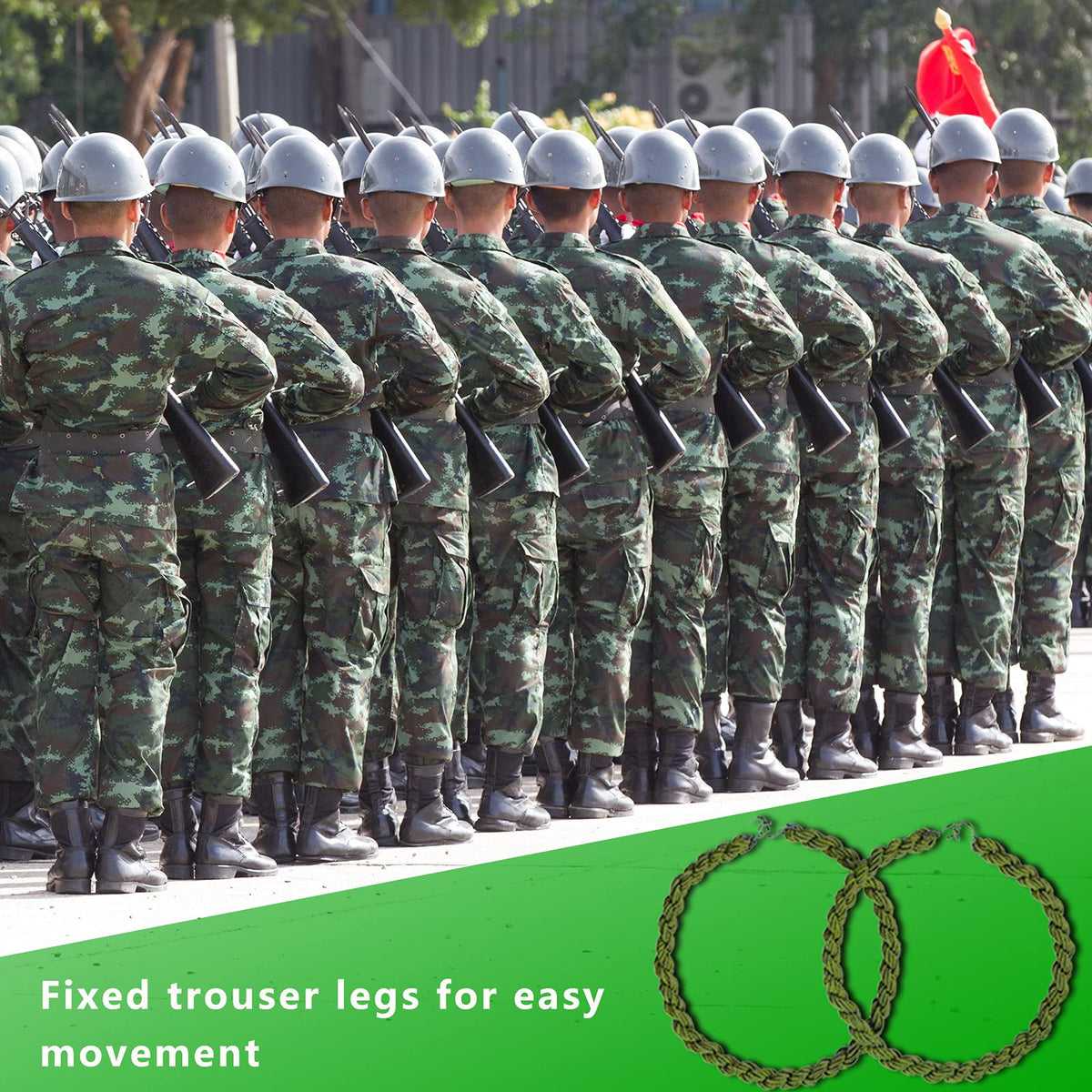 QincLing 10 Pieces Elastic Boot Straps Trouser Twists Leg Ties Blousing Garters with Metal Hooks for Navy Army Air Force