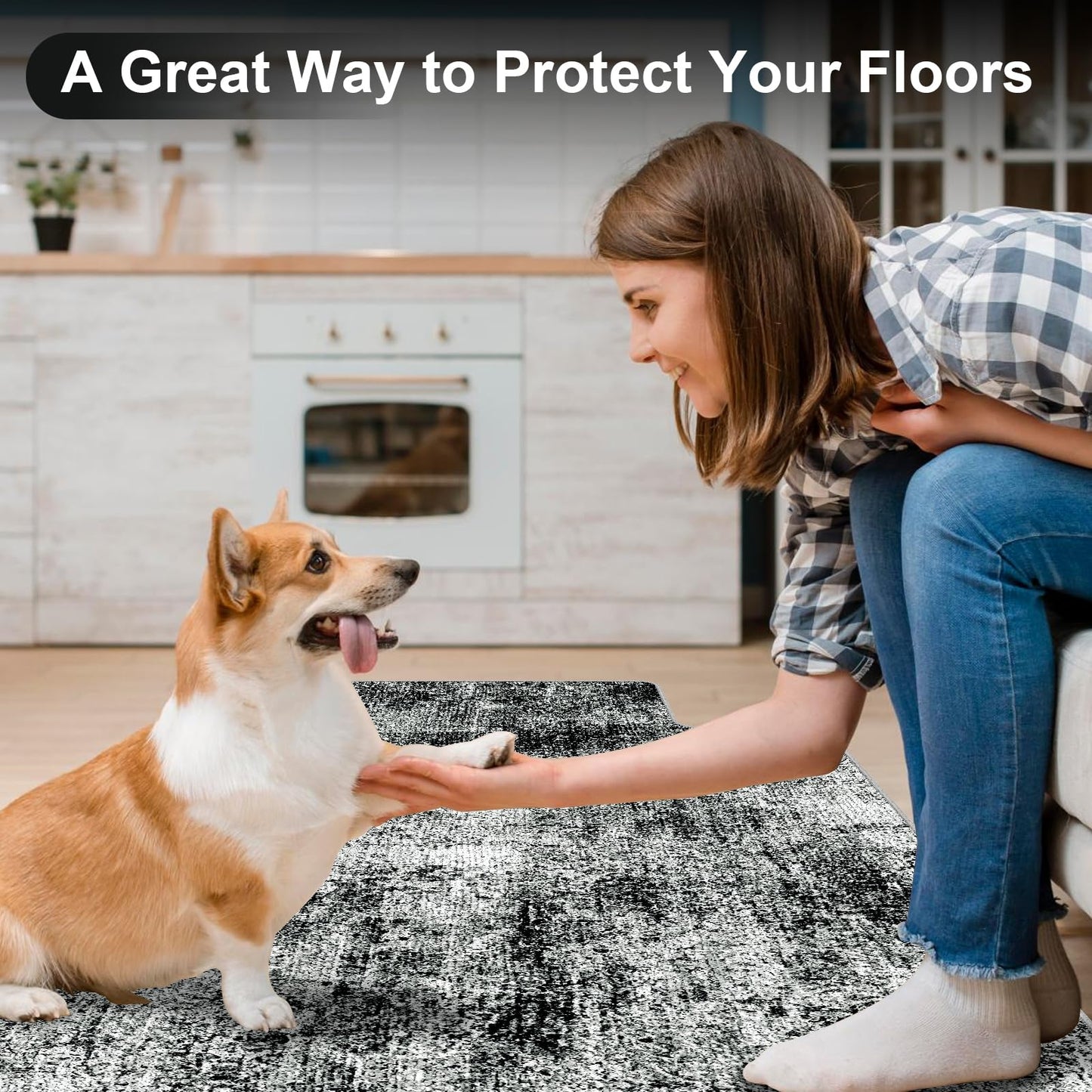 Capslpad Office Chair Mats for Hardwood Floor 90x120cm Non-Slip Modern Abstract Home Multi Purpose Chair Mat Low Pile Floor Protectors Computer Chair