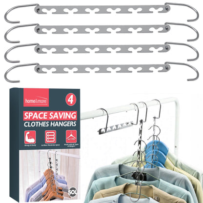 SOL 4pk Space-Saving Hangers - Multi Coat Anti-Slip Wardrobe Organiser