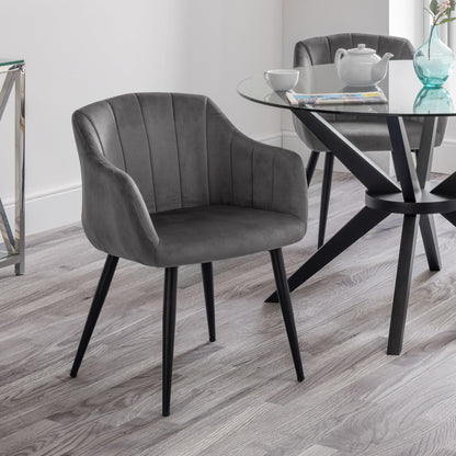 Julian Bowen Hobart Dining Chairs, Set of 2, Grey - H81.5 x W58 x D63cm