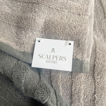 Scalpers Towel 90x180 cm 100% Cotton 500GSM Beige with Logo and Stripes Home