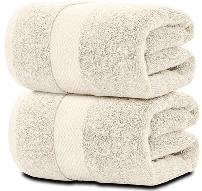 White Classic Ivory Soft Luxury Bath Towels - 650 GSM Cotton Luxurious Bath Towels Extra Large 35x70 | Highly Absorbent & Quick Dry
