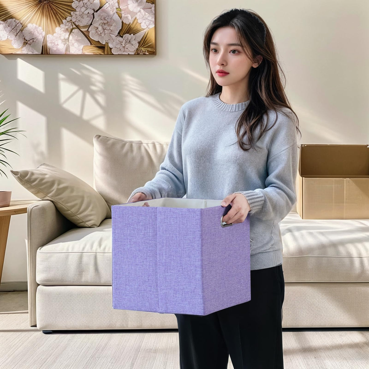 ORGMASTER Foldable Cube Storage Bin Organizing Baskets Cubby Boxes Fabric Storage Cubes Organizer Bins with Handles for Organization Home Office