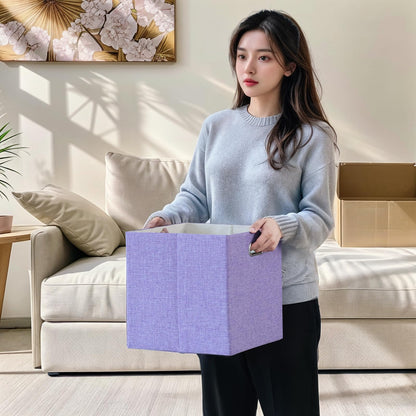 ORGMASTER Foldable Cube Storage Bin Organizing Baskets Cubby Boxes Fabric Storage Cubes Organizer Bins with Handles for Organization Home Office