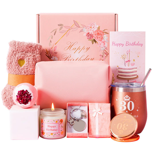 30th Birthday Gifts For Women, Happy 30yr Bdy Birth-day Hamper Basket For Her, Turning 30 Year Old Female Birthday Gifts,Pamper Box For Ladies,