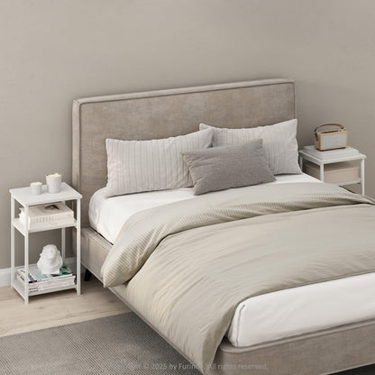 Furinno SIMPLISTIC Night Stand Set of 2, 3-Tier Open Shelf Design Nightstand with Metal Frame, Bedside Table, End Table, Side Table, for Bedroom
