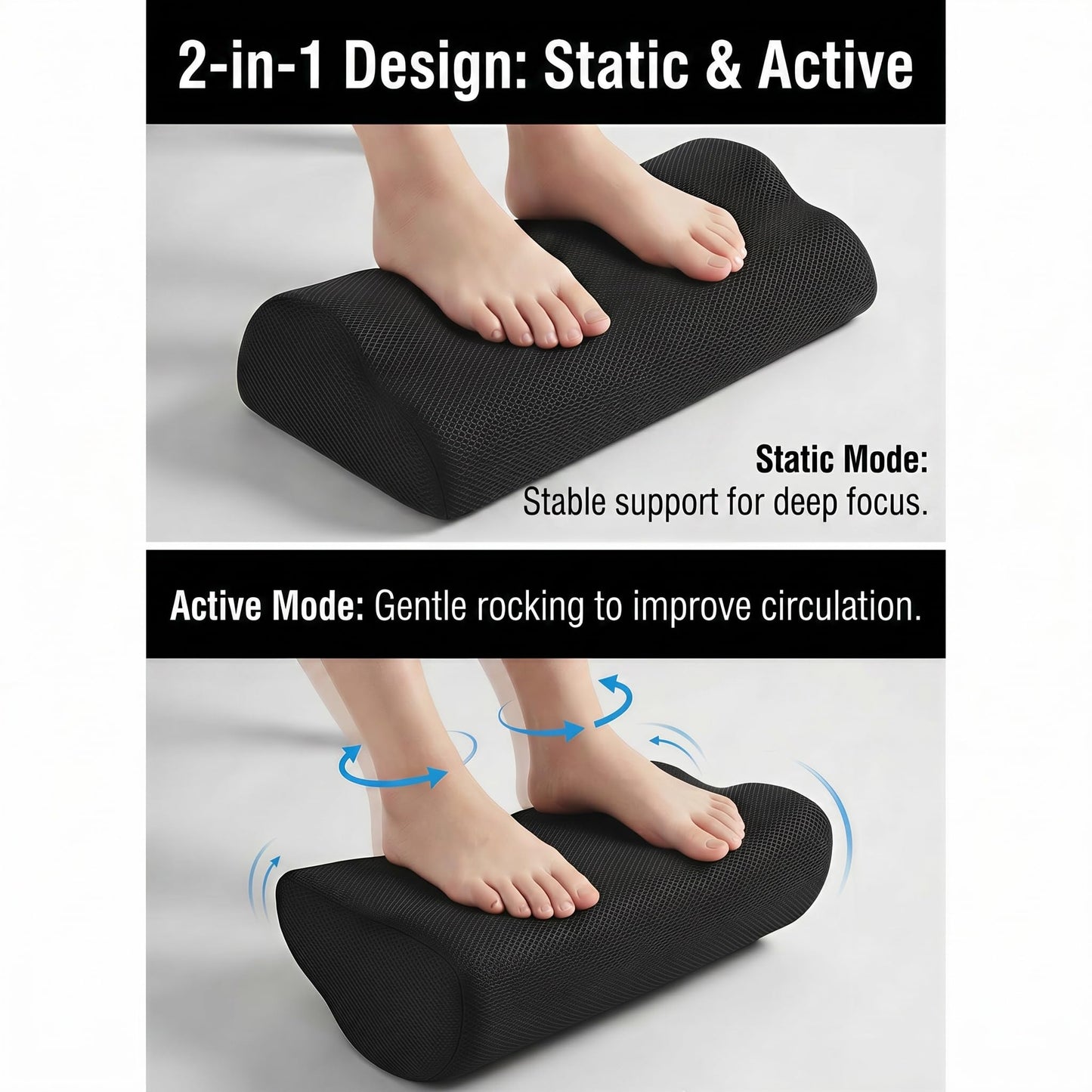 Glamletter Ergonomic Foot Rest for Under Desk, Premium High-Density Foam Footstool with Breathable Mesh & Non-Slip Base