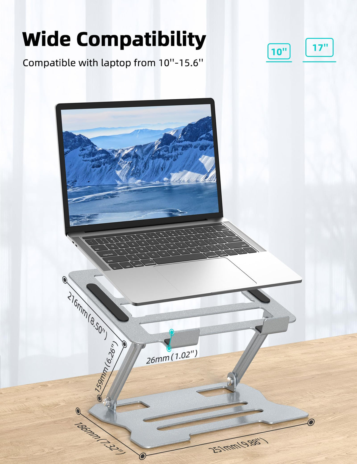 FAPPEN Laptop Tablet Stand, Universal Adjustable Steel Laptop Computer Stand, Ergonomic Foldable Portable Desktop Tray Compatible with 10''-15.6''
