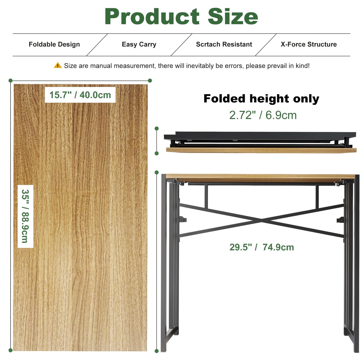 Lutown-Teen 90 cm Folding Small Desk No Assembly Required, Espresso