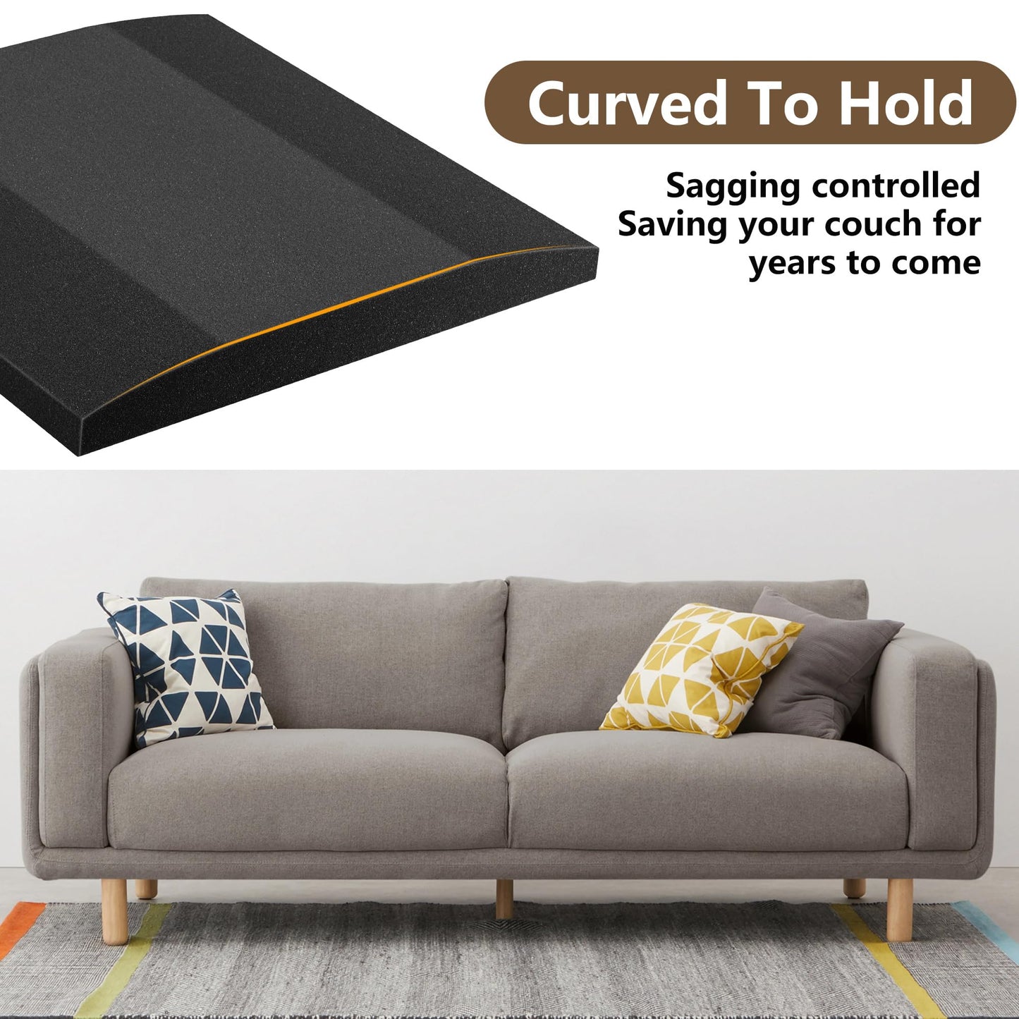 GIONAR 2 Pack 55x55cm Sofa Cushion Support-Repair Foam for Sagging Seat