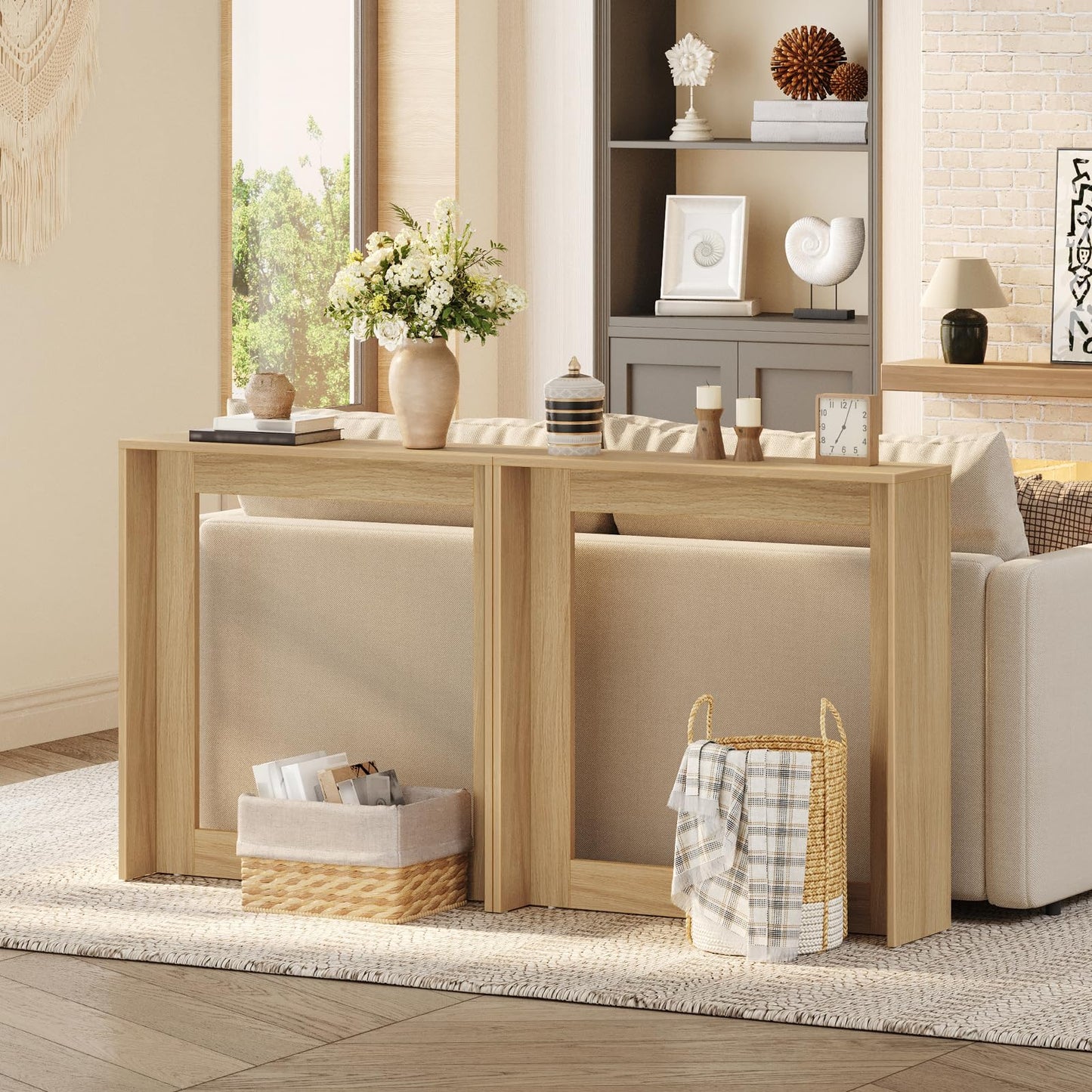 YATINEY Console Table with Storage, Farmhouse Sofa Table, Behind Sofa Table, Narrow Entryway Table, Side Table for Entryway, Living Room, Bedroom
