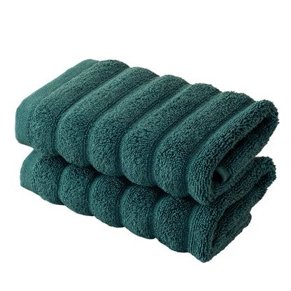 BERIBO Cloud Turkish Towel Set 100% Cotton 620gsm (Mallard Green, 2 Face Flannels)