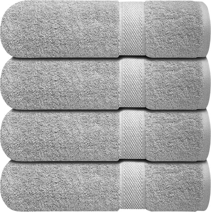 Infinitee Xclusives Bath Towels Set of 4 (70x140 cm) - 100% Cotton, Super Absorbent, Quick-Dry Towels for Bathroom, Spa, Gym & Hotel |Charming Grey|