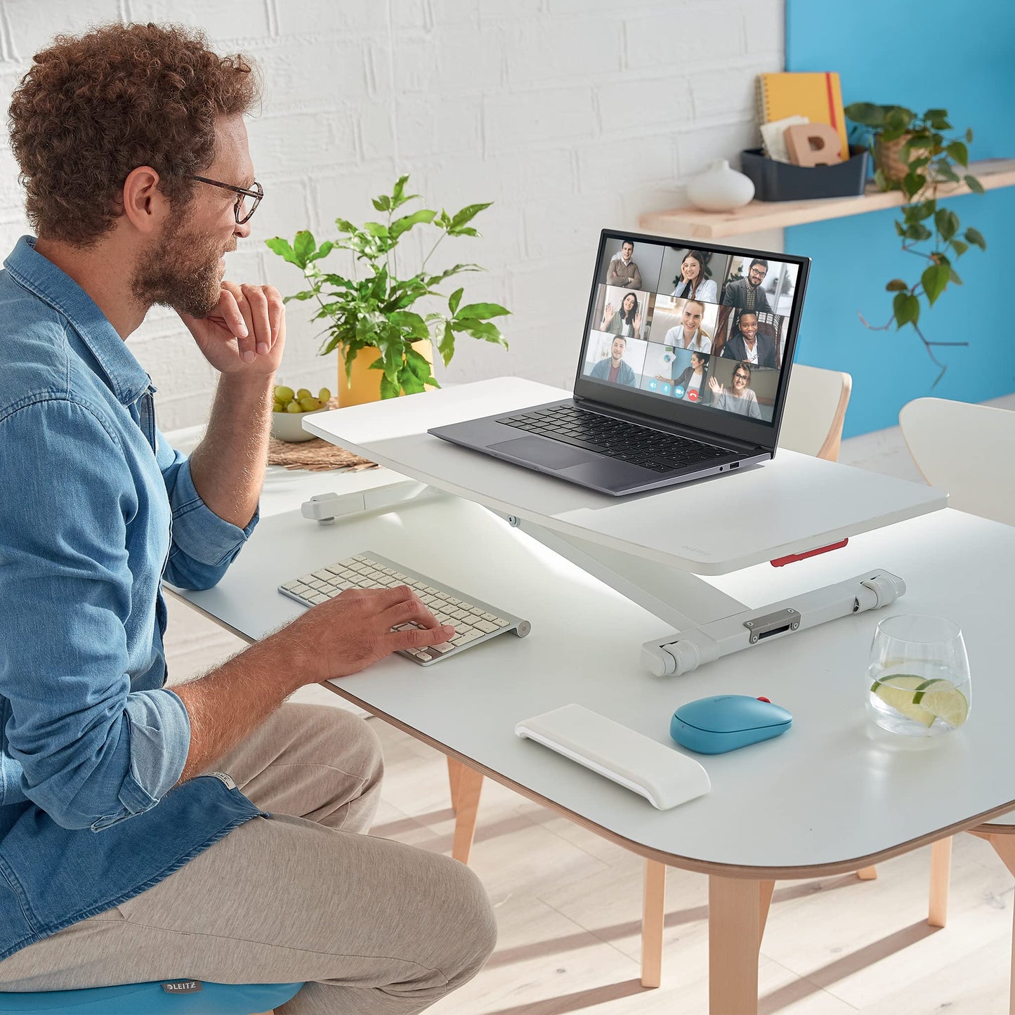 Leitz Standing Desk Converter, Compact Ergonomic Height Adjustable Stand For Computer Screens, Monitors & Laptops, Slimline & Saves Space