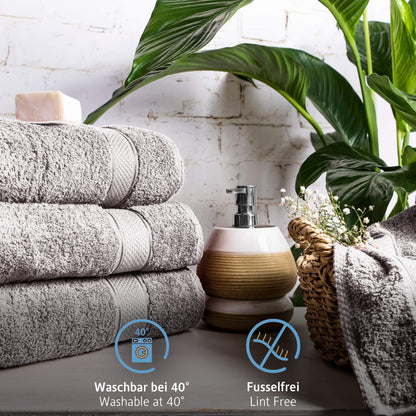 Komfortec Set of 4 Hand Towels 50 x 100 cm 100% Cotton Terry Towelling Soft Silver